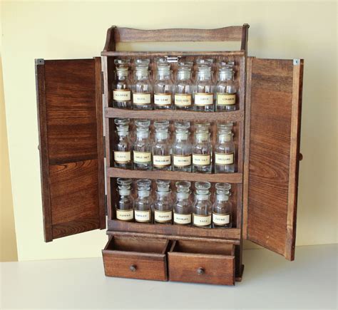 wood and steel spice cabinet|old fashioned wooden spice rack.